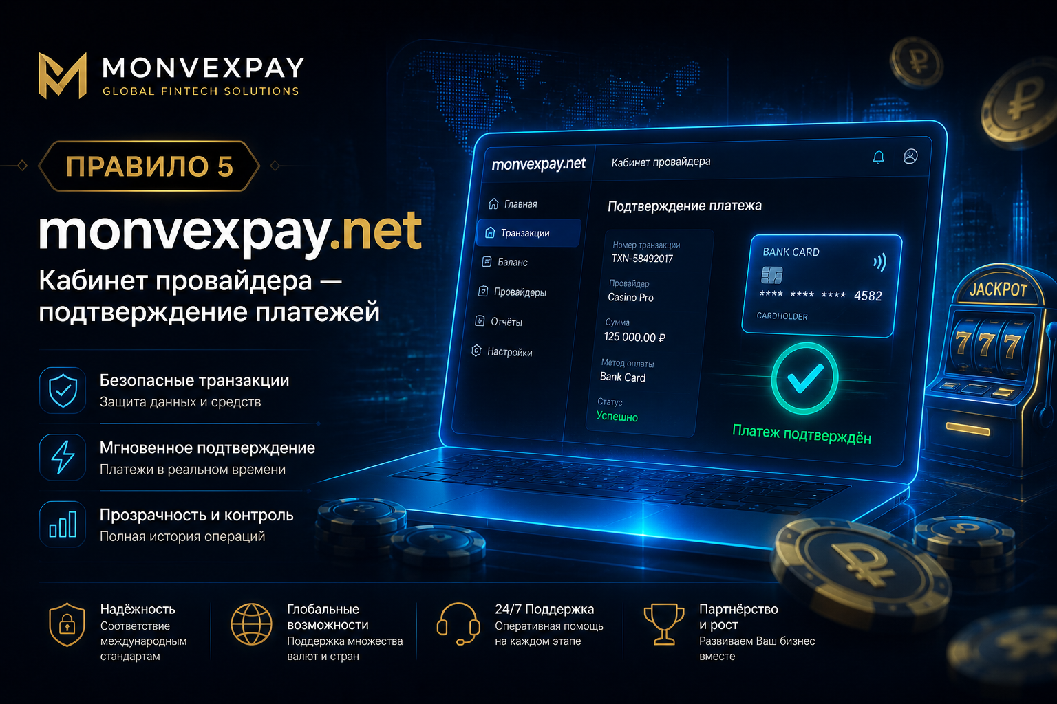 Работа через monvexpay.net — кабинет провайдера